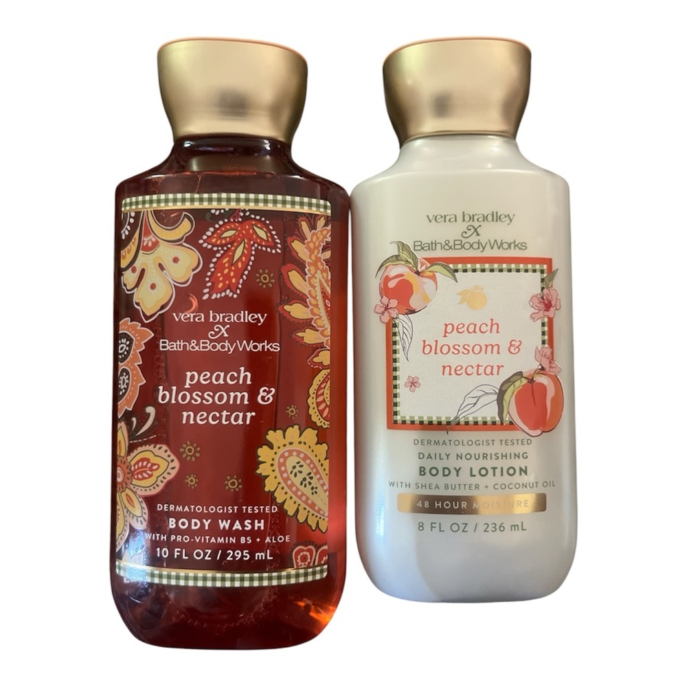 Bath & Body Works x Vera Bradley Peach Blossom & Nectar Body Wash and Lotion